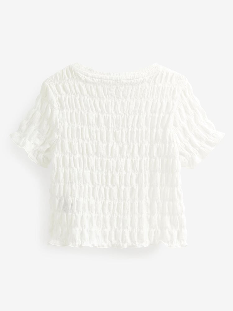 White Textured T-Shirt (3-16yrs) - Image 4 of 4