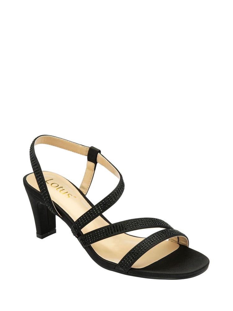 Lotus Black Slip On Strappy Sandals - Image 1 of 3