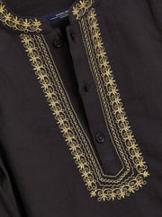 Black Shirt Length Embroidered Boys Kurta (3mths-7yrs) - Image 6 of 6