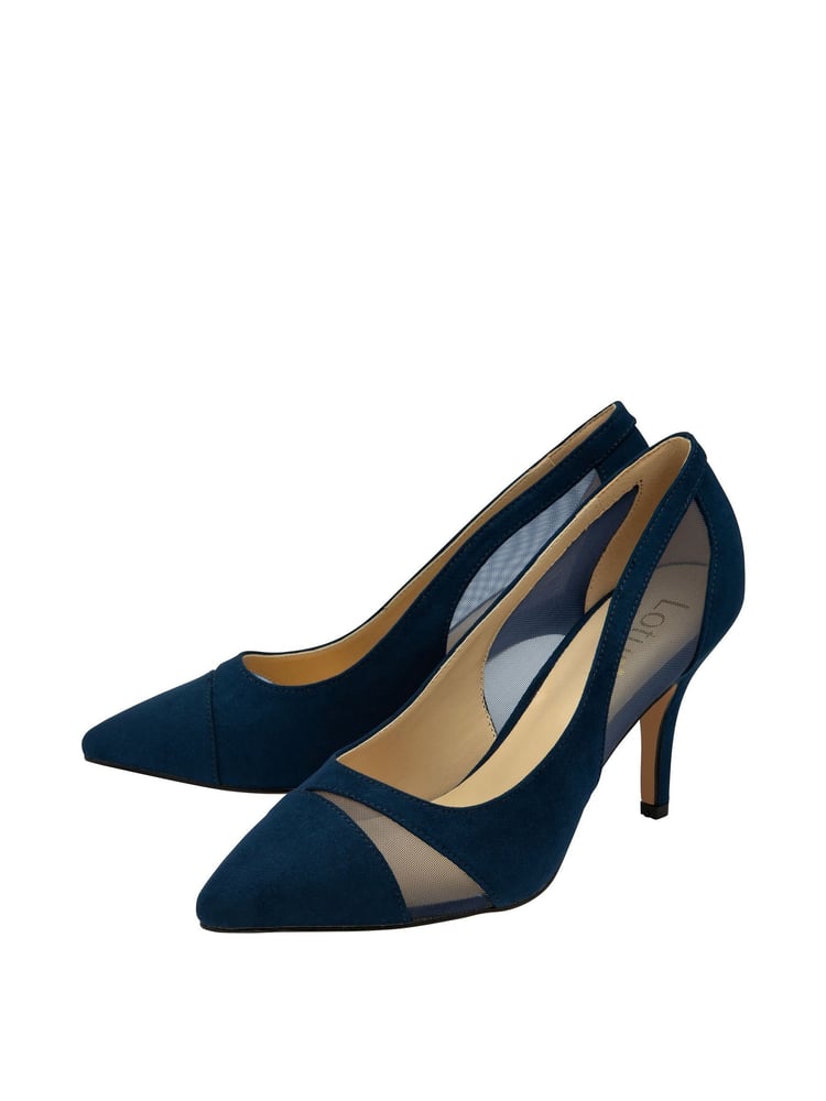 Lotus Navy Blue Stiletto-Heel Pointed-Toe Court Shoes - Image 2 of 4