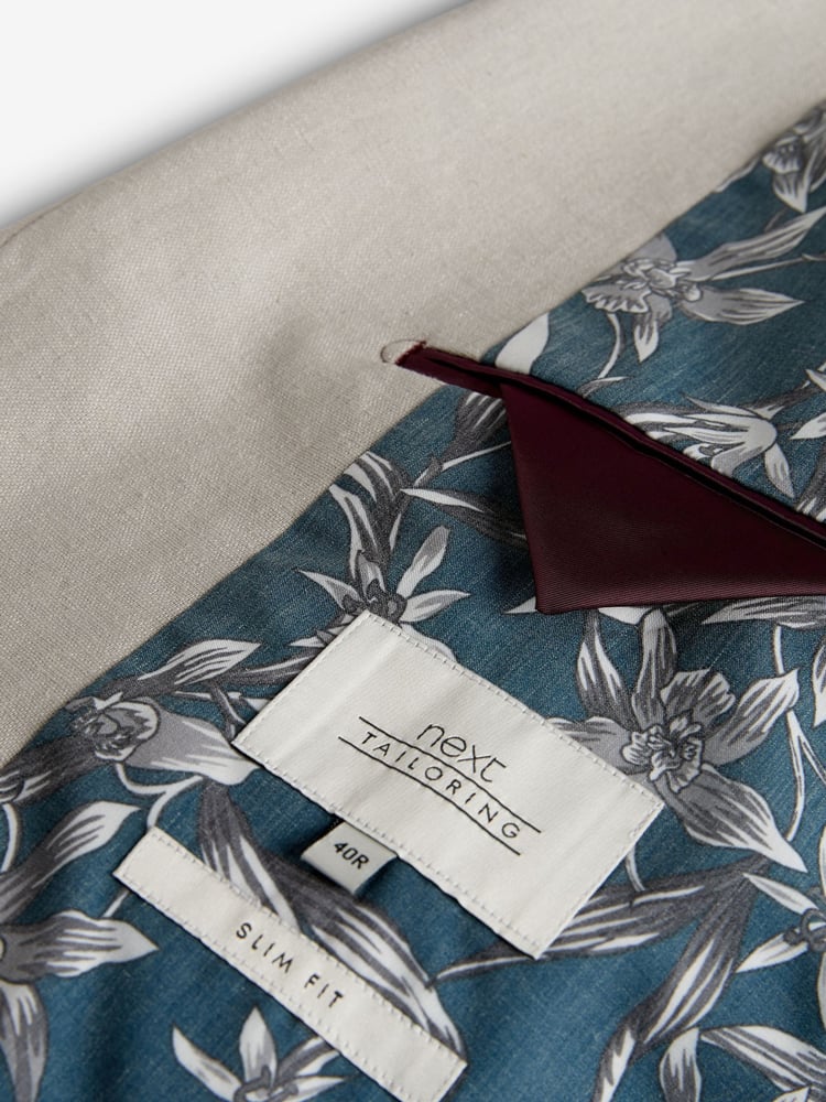 Light Grey Slim Fit Linen Blend Blazer - Image 11 of 11