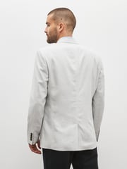 Light Grey Slim Fit Linen Blend Blazer - Image 3 of 11