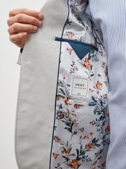 Light Grey Slim Fit Linen Blend Blazer - Image 7 of 11