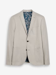 Light Grey Slim Fit Linen Blend Blazer - Image 8 of 11