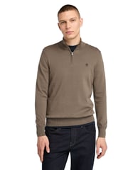 Timberland Williams River brauner Pullover mit Viertelreißverschluss aus 100 % Bio-Baumwolle - Bild 1 von 5