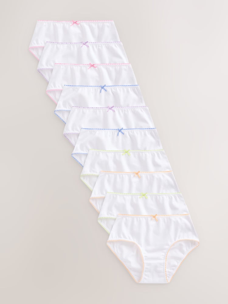 White Heart Lace Trim Briefs 10 Pack (1.5-16yrs) - Image 1 of 13