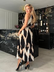 Girl In Mind Black Carla Pleated Midi Dress - Image 2 of 4