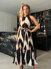 Girl In Mind Black Carla Pleated Midi Dress - Image 3 of 4