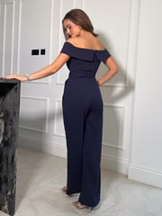 Girl In Mind Blue Mona Off The Shoulder Twist Jumpsuit - Image 2 of 4