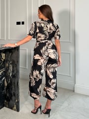 Girl In Mind Black Trixie Angel Sleeve Culotte Jumpsuit - Image 3 of 4