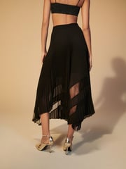 Black Sheer Mesh Chiffon Midi Skirt - Image 2 of 7