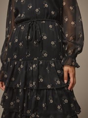 Laura Ashley Black Chiffon Tiered Maxi Dress - Image 14 of 14