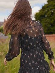 Laura Ashley Black Chiffon Tiered Maxi Dress - Image 6 of 14
