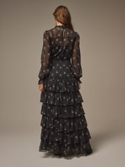 Laura Ashley Black Chiffon Tiered Maxi Dress - Image 8 of 14