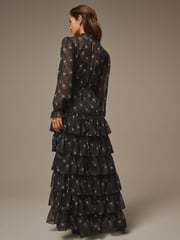 Laura Ashley Black Chiffon Tiered Maxi Dress - Image 9 of 14