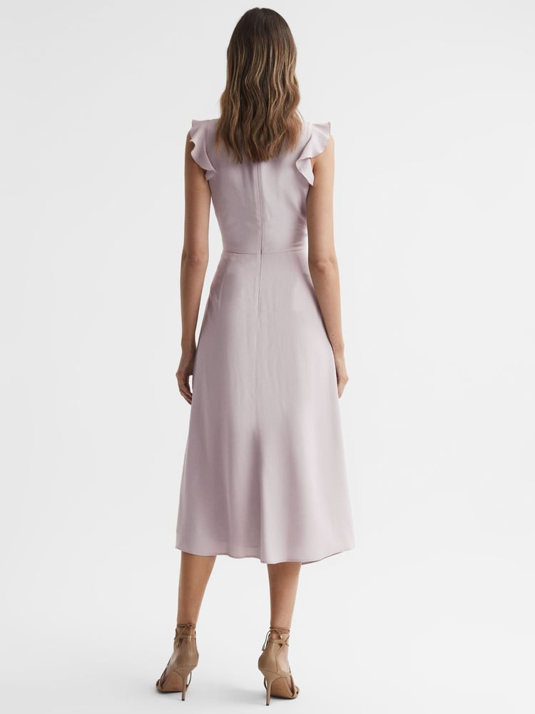 Reiss Lilac Willow Wrap Tie Midi Dress - Image 4 of 4