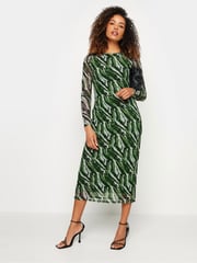 M&Co Green Long Sleeve Mesh Dress - Image 2 of 4