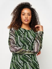 M&Co Green Long Sleeve Mesh Dress - Image 4 of 4