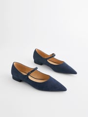 Navy Blue Forever Comfort® Point Toe Mary Jane Shoes - Image 4 of 10
