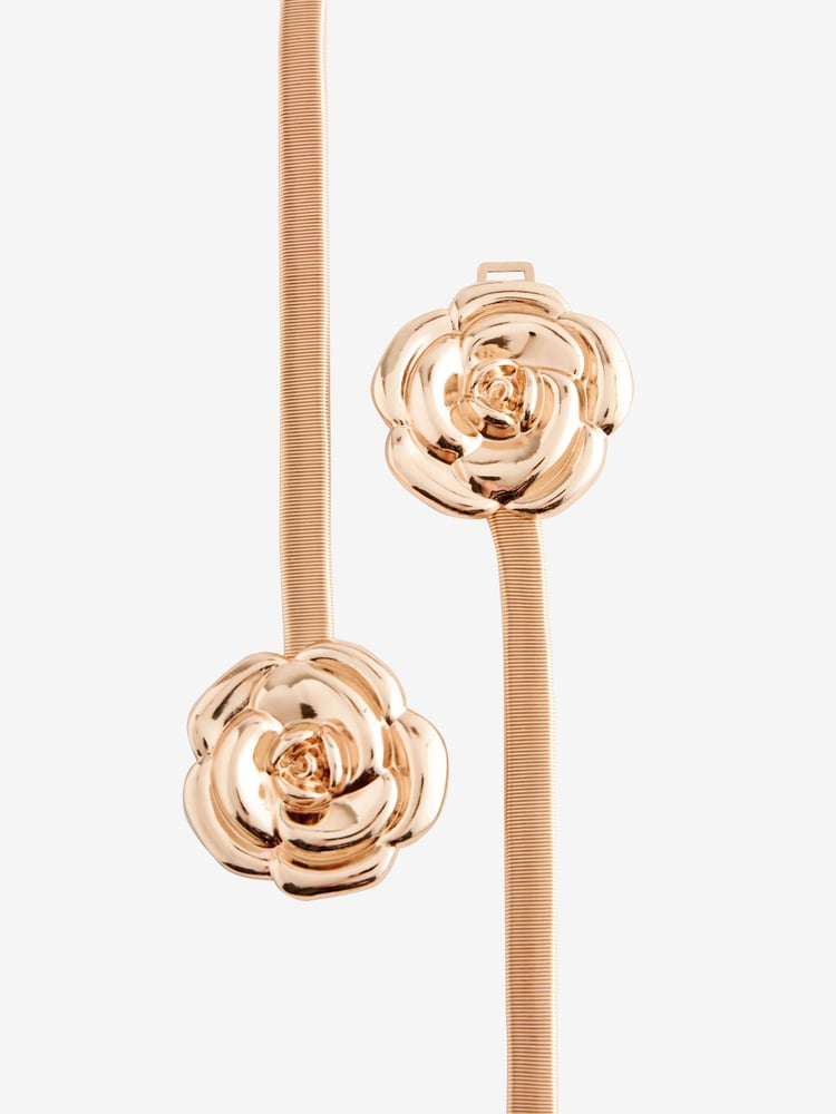 Gold Corsage Flower Skinny Stretch Belt - Image 5 of 5