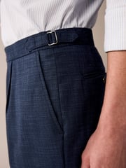 Navy Blue Textured Side Adjuster Trousers - Image 3 of 9