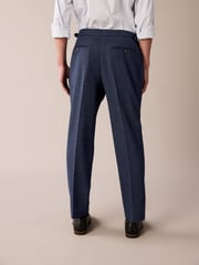 Navy Blue Textured Side Adjuster Trousers - Image 4 of 9