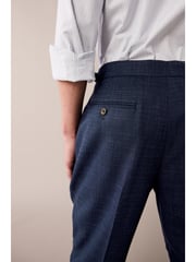 Navy Blue Textured Side Adjuster Trousers - Image 5 of 9