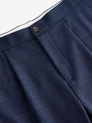 Navy Blue Textured Side Adjuster Trousers - Image 7 of 9