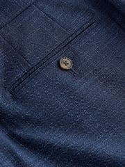 Navy Blue Textured Side Adjuster Trousers - Image 8 of 9