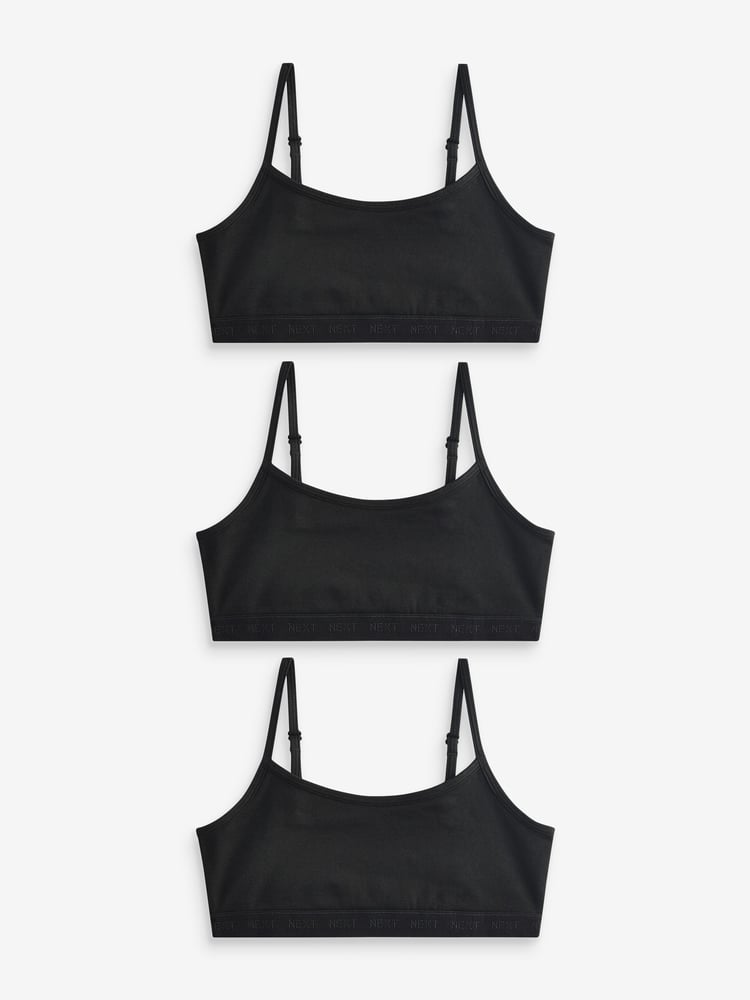 Black Strappy Crop Top 3 Pack (5-16yrs) - Image 1 of 5