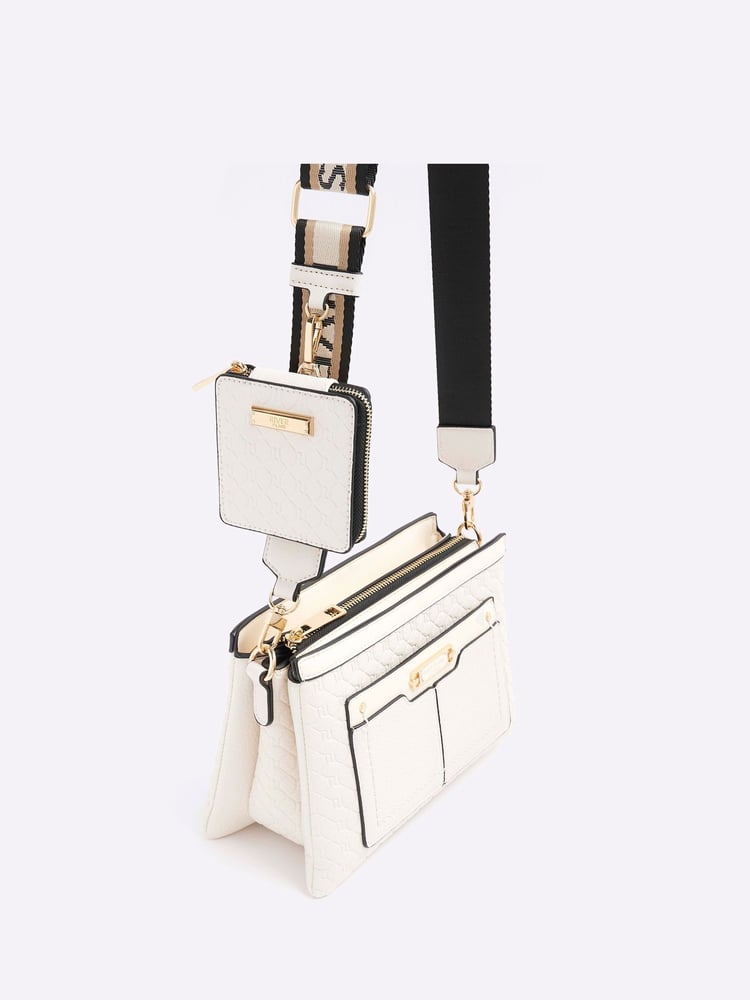River Island Cream Monogram Tri Comp Cross-Body Bag - Image 4 of 4 River Island Cream Monogram Tri Comp Cross-Body Bag - Image 4 of 4