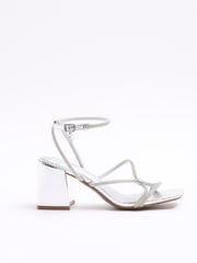 River Island Silver Clipped Tubular Heeled Sandals - Image 1 of 4