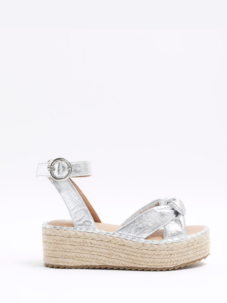 River Island Silver Espadrille Sandals - Image 1 of 4 River Island Silver Espadrille Sandals - Image 1 of 4