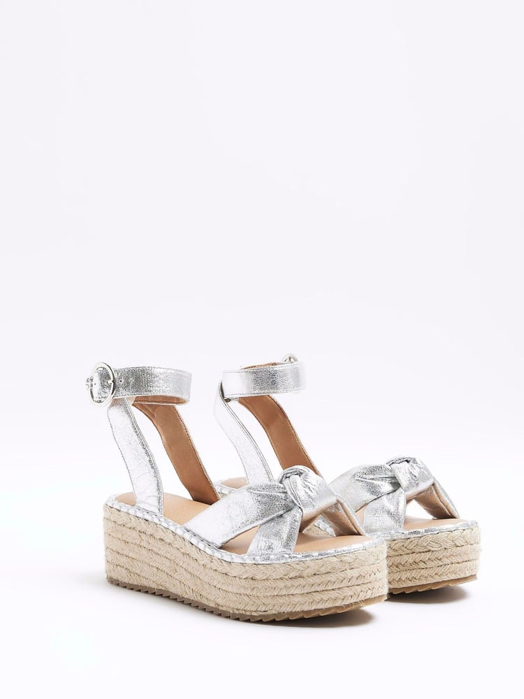 River Island Silver Espadrille Sandals - Image 2 of 4 River Island Silver Espadrille Sandals - Image 2 of 4