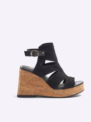River Island Black Cut-Out Wedge Shoes Boots - Image 1 of 4