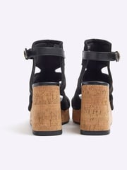 River Island Black Cut-Out Wedge Shoes Boots - Image 3 of 4