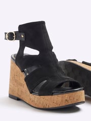 River Island Black Cut-Out Wedge Shoes Boots - Image 4 of 4