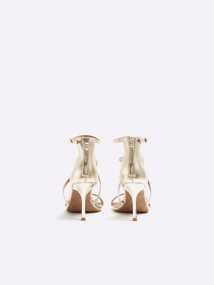River Island Gold Closed Cross Strap Sandals - Image 2 of 4