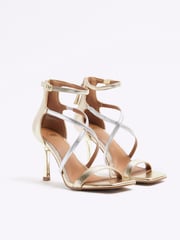 River Island Gold Closed Cross Strap Sandals - Image 3 of 4