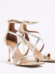 River Island Gold Closed Cross Strap Sandals - Image 4 of 4