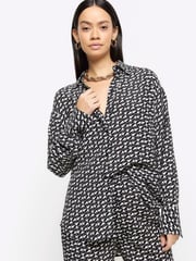 River Island Black Oversized Geometric Shirt - Image 3 of 6