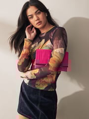 Pink Clutch Bag With Detachable Cross-Body Chain - Image 1 of 7