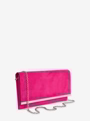 Pink Clutch Bag With Detachable Cross-Body Chain - Image 5 of 7