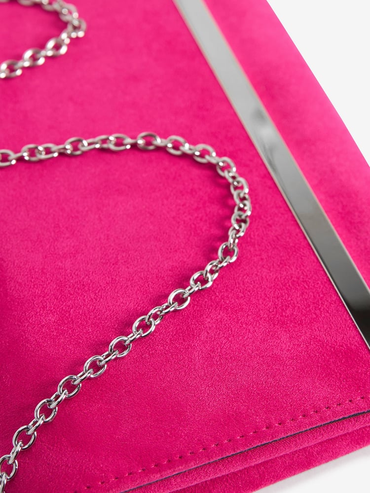 Pink Clutch Bag With Detachable Cross-Body Chain - Image 7 of 7 Pink Clutch Bag With Detachable Cross-Body Chain - Image 7 of 7