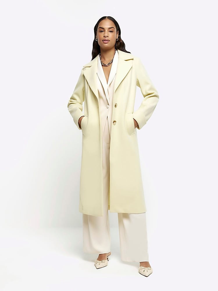 River Island Yellow Longline Tailored Coat - Image 1 of 6