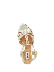 Dune London Gold Standard Fit Koala Plait T-Bar Strap Cork Wedge Heels - Image 6 of 6