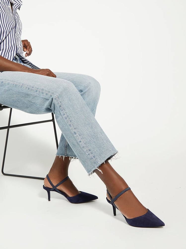 Dune London Blue Standard Fit Classical Elasticated Open Court Shoes - Image 1 of 6