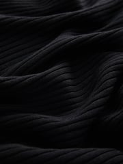 Black Ribbed Off The Shoulder Mini Jumper Dress - Image 2 of 6
