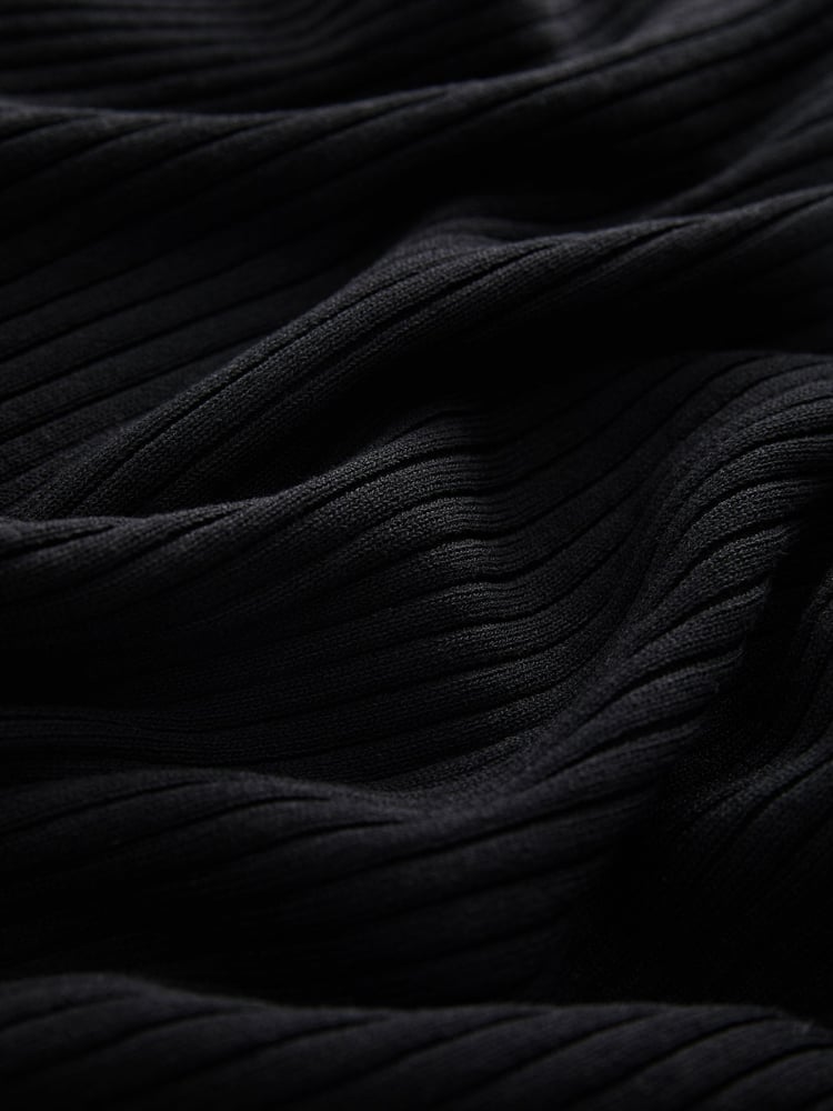 Black Ribbed Off The Shoulder Mini Jumper Dress - Image 2 of 6