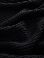Black Ribbed Off The Shoulder Mini Jumper Dress - Image 6 of 6